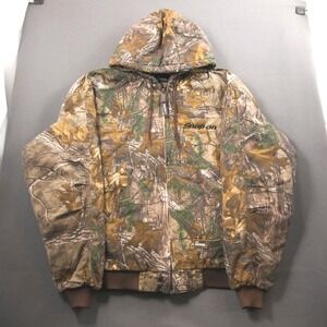 Snap On Berne Outdoor Camo Realtree Hunting Full Zip Hooded Work Jacket Mens XL
